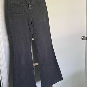 American Eagle Outfitters Charcoal Gray High-Rise Corduroy Flare Pants